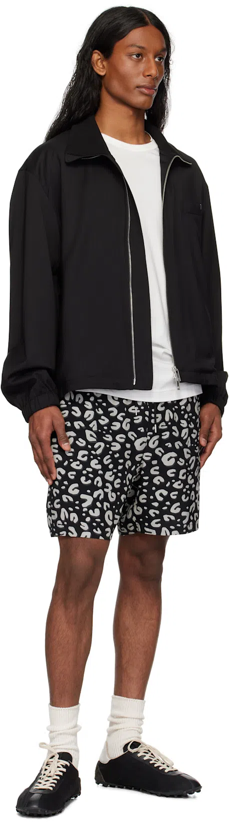 HELMUT LANG Zip-up Wool Bomber Jacket In Black