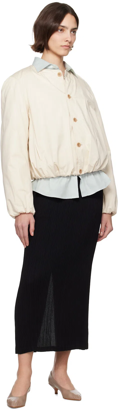 MAISON MARGIELA Layered Shirt With Chest Pocket And Peplum Hem In Blue