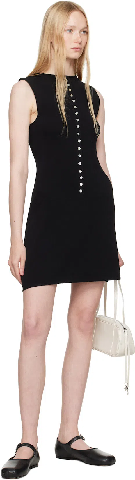 SANDY LIANG Womens Black Serrano Button-down Knitted Mini Dress