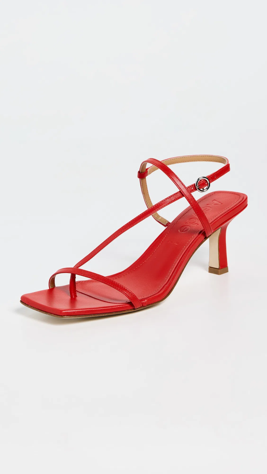 AEYDE Square Toe High Heel Sandals In Red