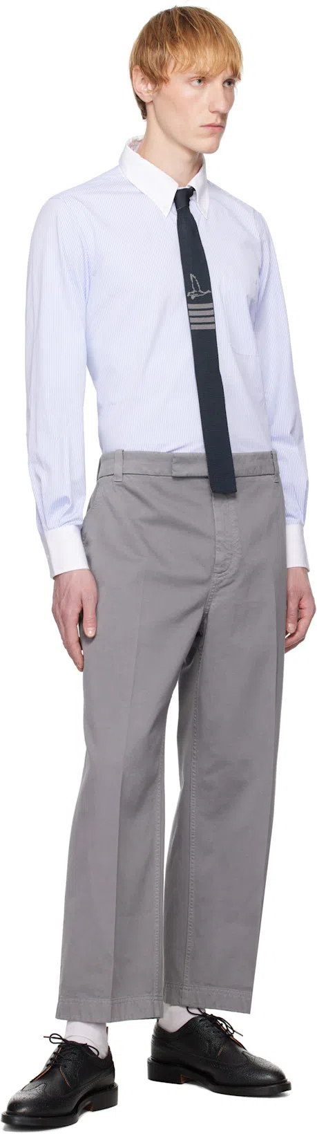 THOM BROWNE Light Blue Cotton Button-down Shirt