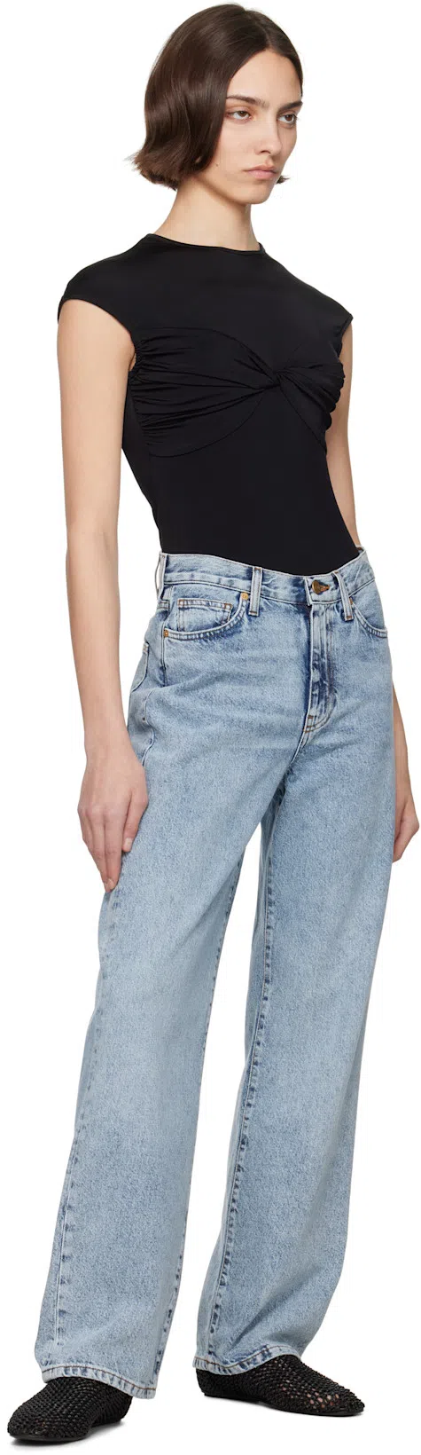 TOTÊME Toteme Woven Leather Ballerina Flat In Black