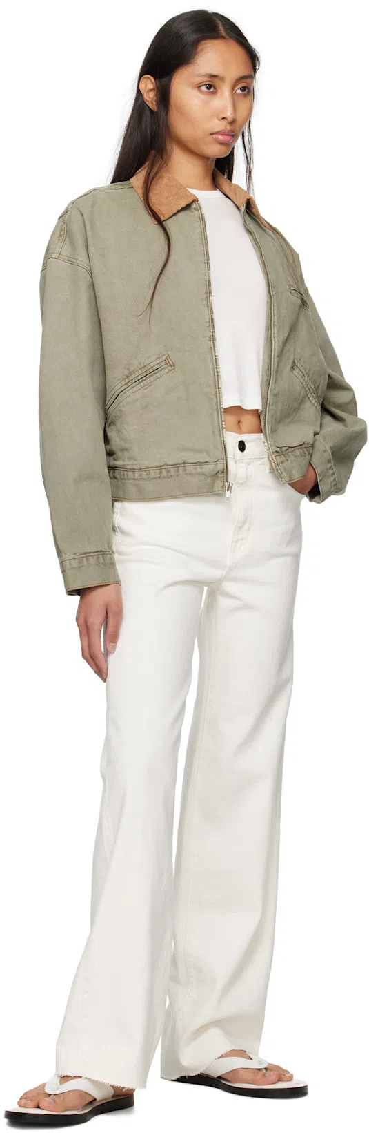 SLVRLAKE Grace High Waist Organic Cotton Denim Wide Leg Jeans In Ecru