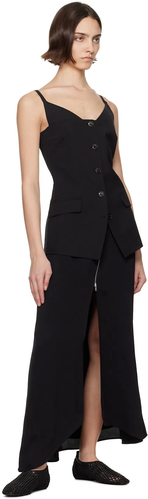 TOTÊME Toteme Woven Leather Ballerina Flat In Black