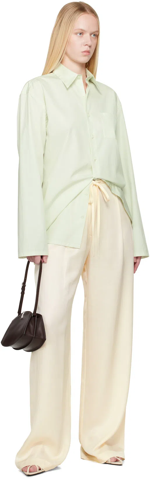 RIER Green Popeline Cotton Shirt In Linden Popeline