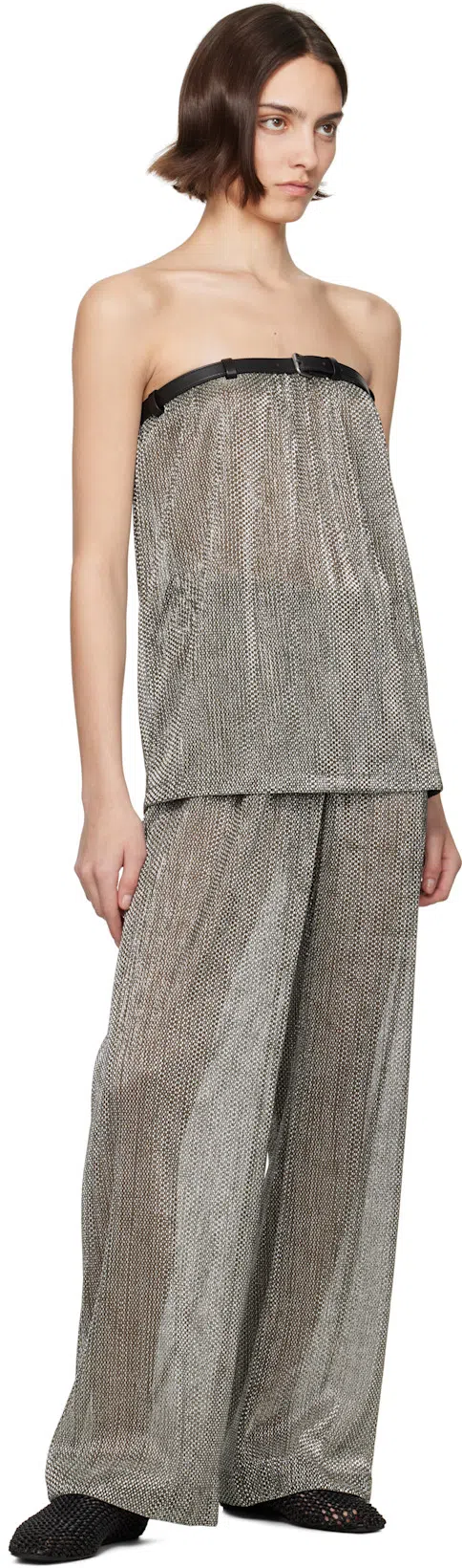 TOTÊME Toteme Woven Leather Ballerina Flat In Black