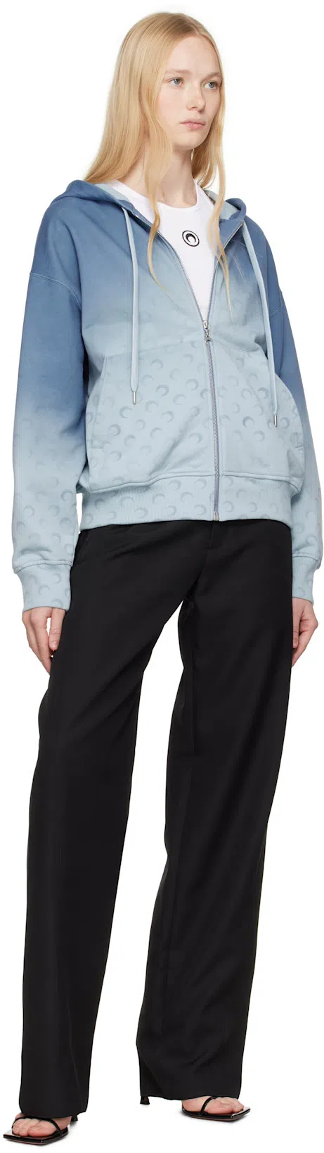 MARINE SERRE White Moon Logo Ribbed Jersey Tank Top In Gray