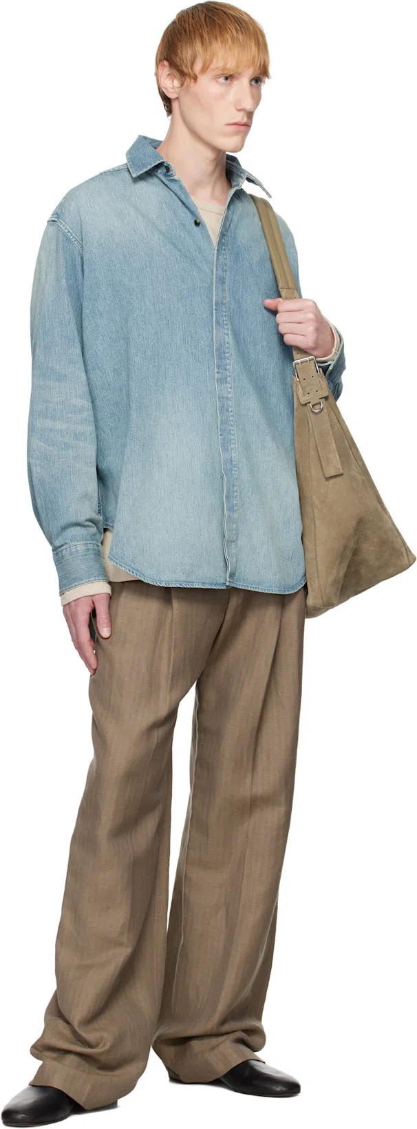 FEAR OF GOD Light Blue Shirt With Faded Denim Effect In Animal Print