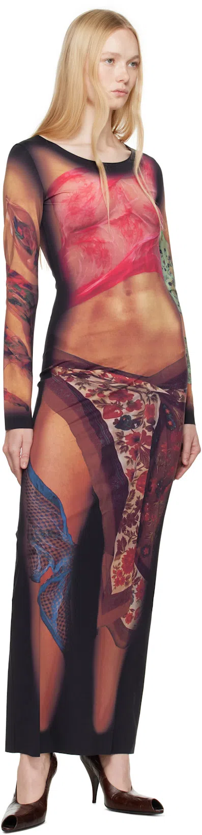 MARINE SERRE Long Dress "statues" In Multicolor