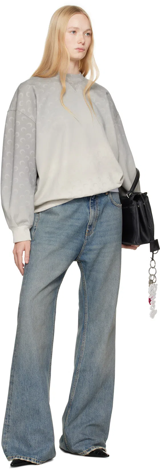 MARINE SERRE White Moon Logo Ribbed Jersey Tank Top In Gray