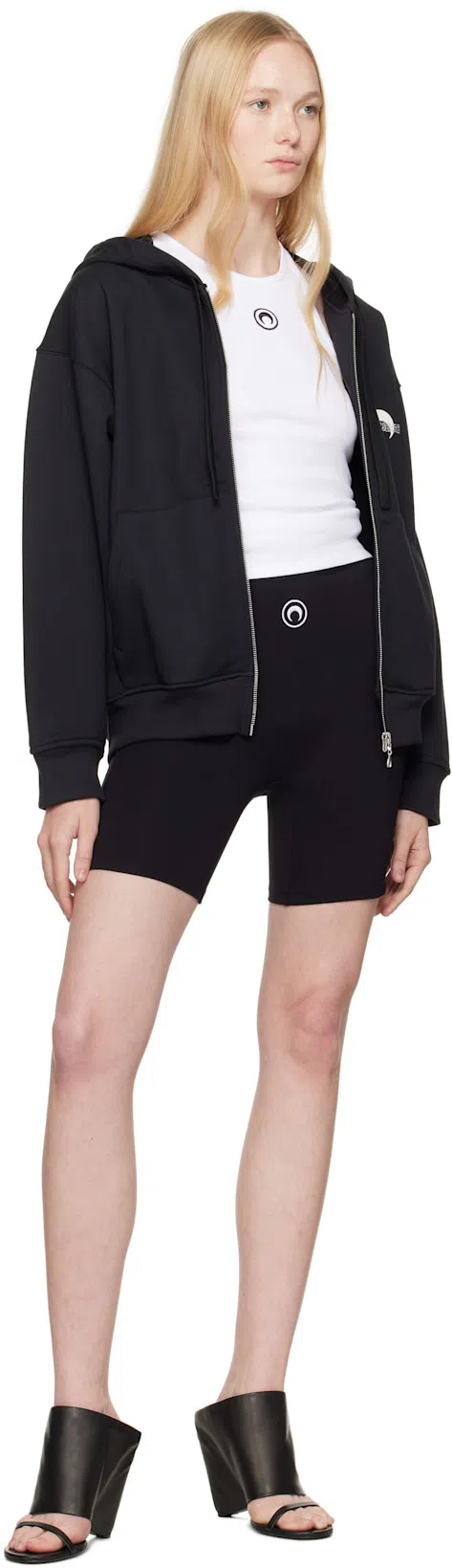 COURRÈGES Leather Wedge Mules In Black