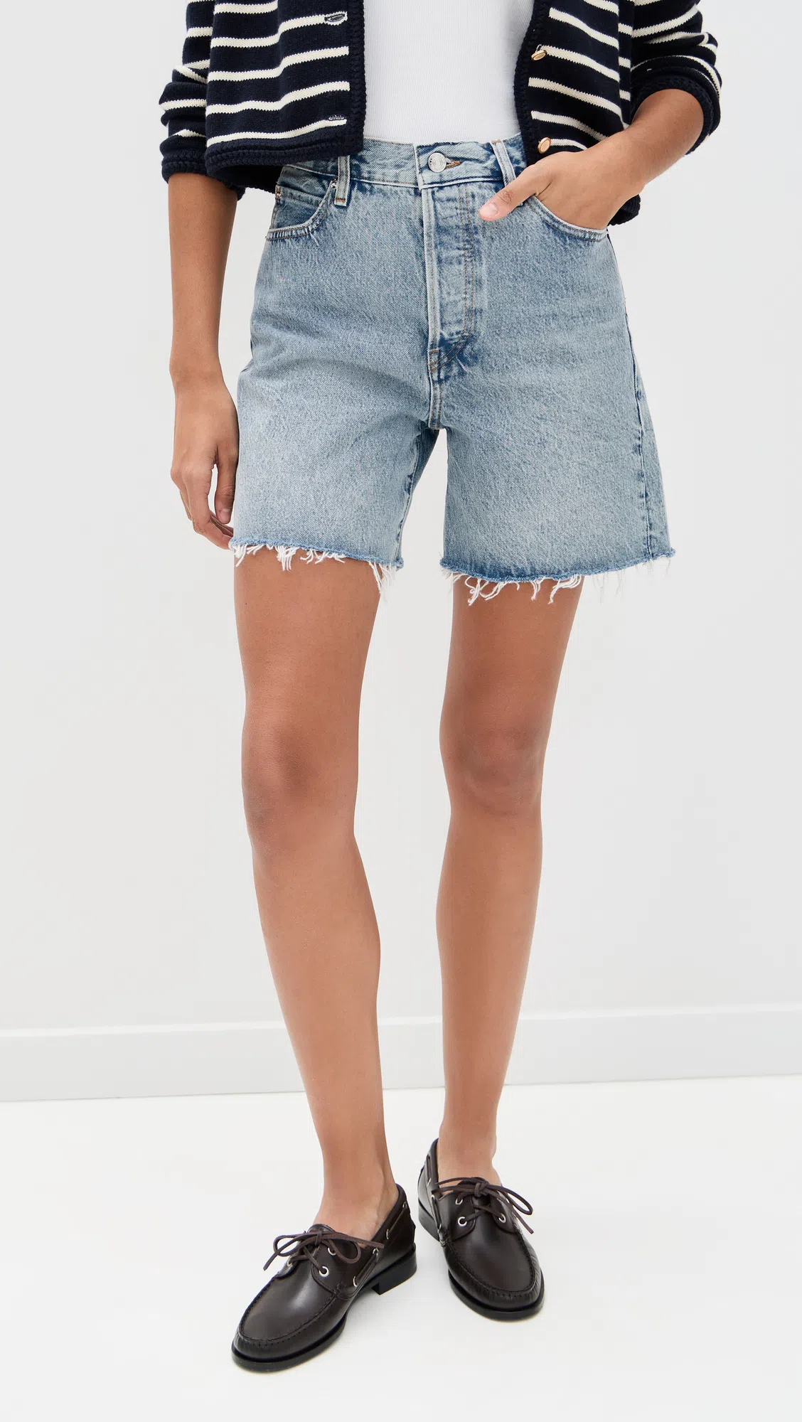 FRAME The Yacht Denim Sleeveless Top In Attention