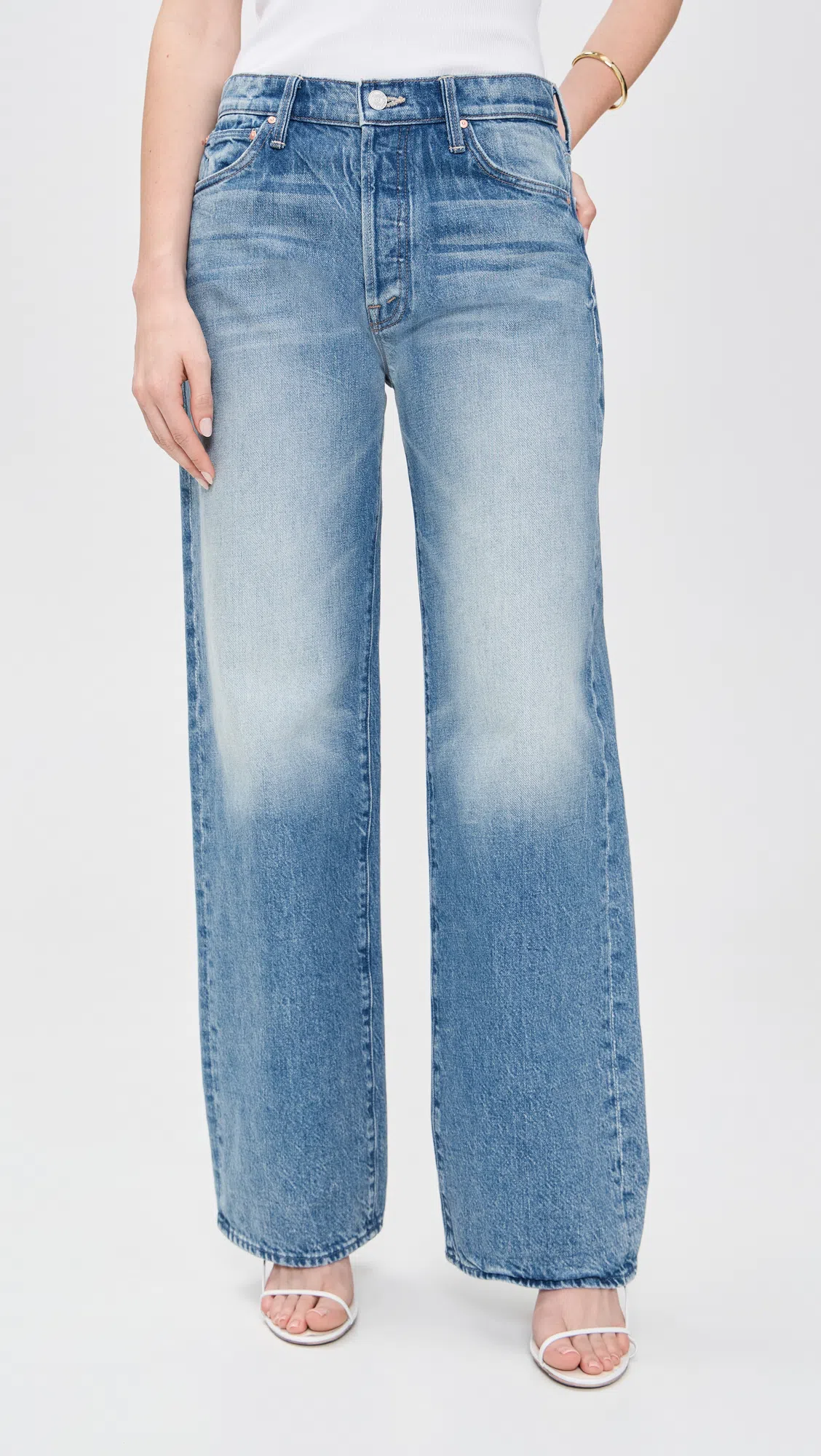 MOTHER Foldover Dodger Sneak Jean In Light Blue