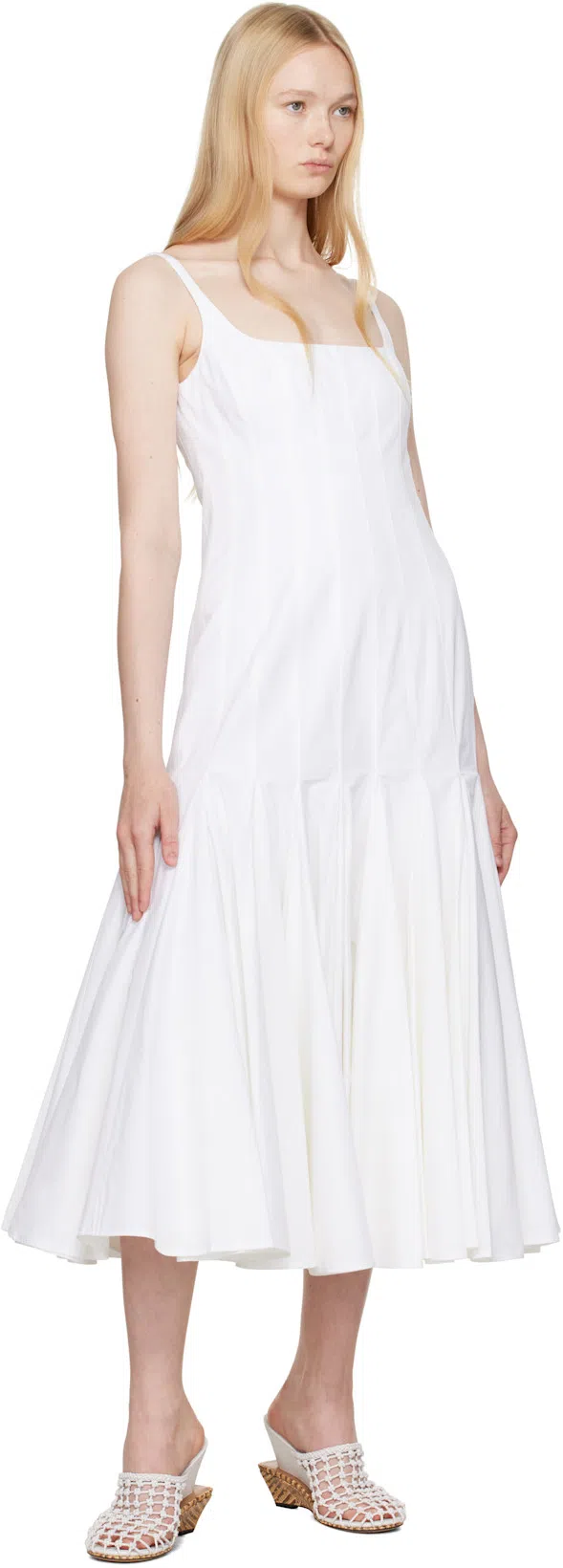 JACQUEMUS Les Doubles Snake-print Tresses Wedge Mules In White