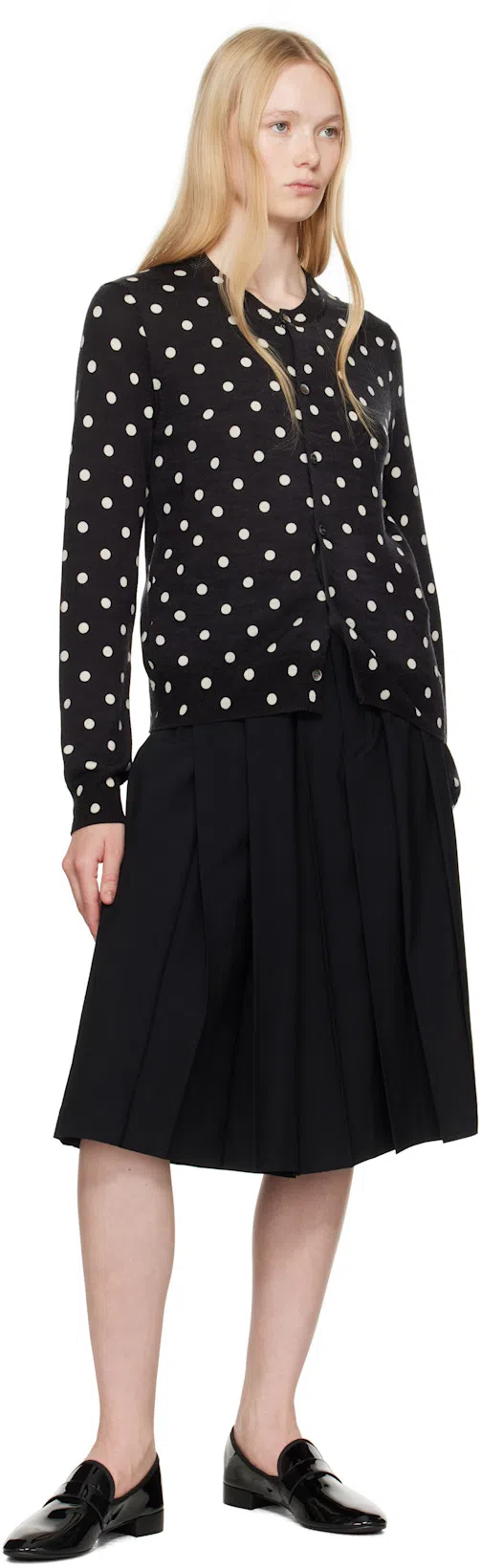 COMME DES GARÇONS Black Polka Dots Pattern Print Cardigan