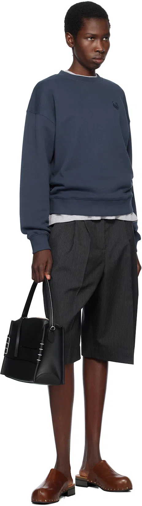 MFPEN Gray Favorite Shorts In Dark Grey Pinstripe