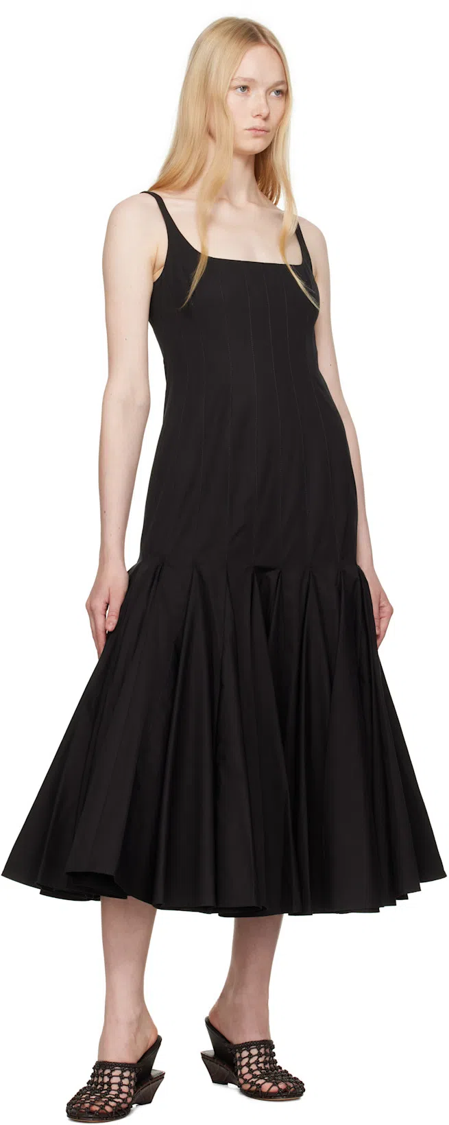 JACQUEMUS Les Doubles Tresses Croc-embossed Wedge Mules In Black