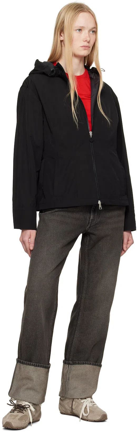 THE ROW Florie T-shirt With Red Center Detail In Rojo