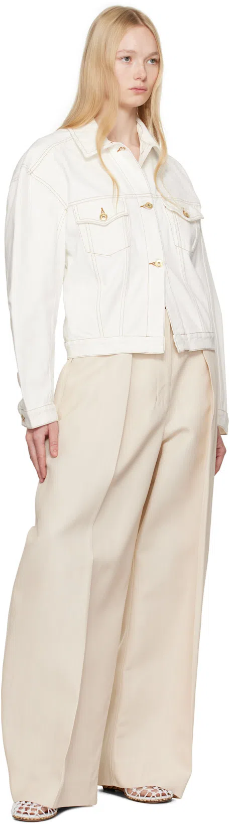 JACQUEMUS Les Doubles Snake-print Tresses Wedge Mules In White