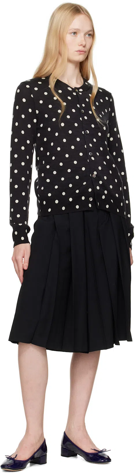 COMME DES GARÇONS Black Polka Dots Pattern Print Cardigan