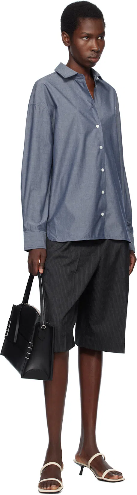 MFPEN Gray Favorite Shorts In Dark Grey Pinstripe