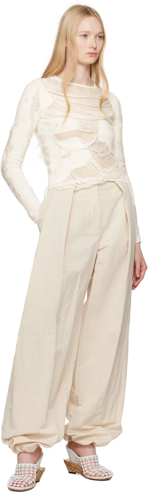 JACQUEMUS Les Doubles Snake-print Tresses Wedge Mules In White