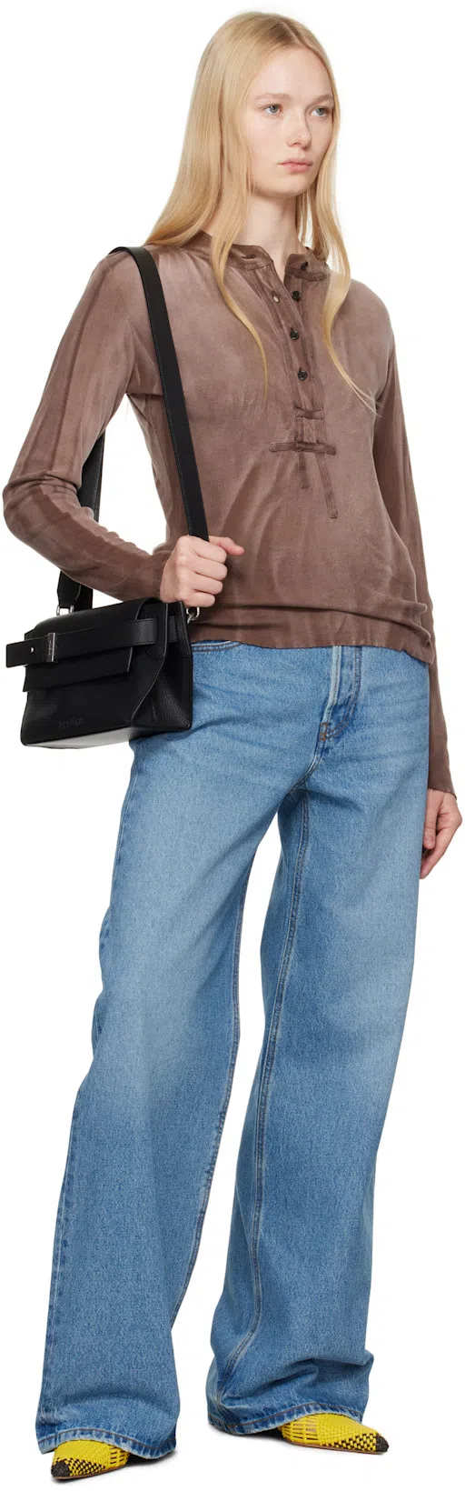 JACQUEMUS Woven Slingback Shoes With Pointed Toe In Yellow