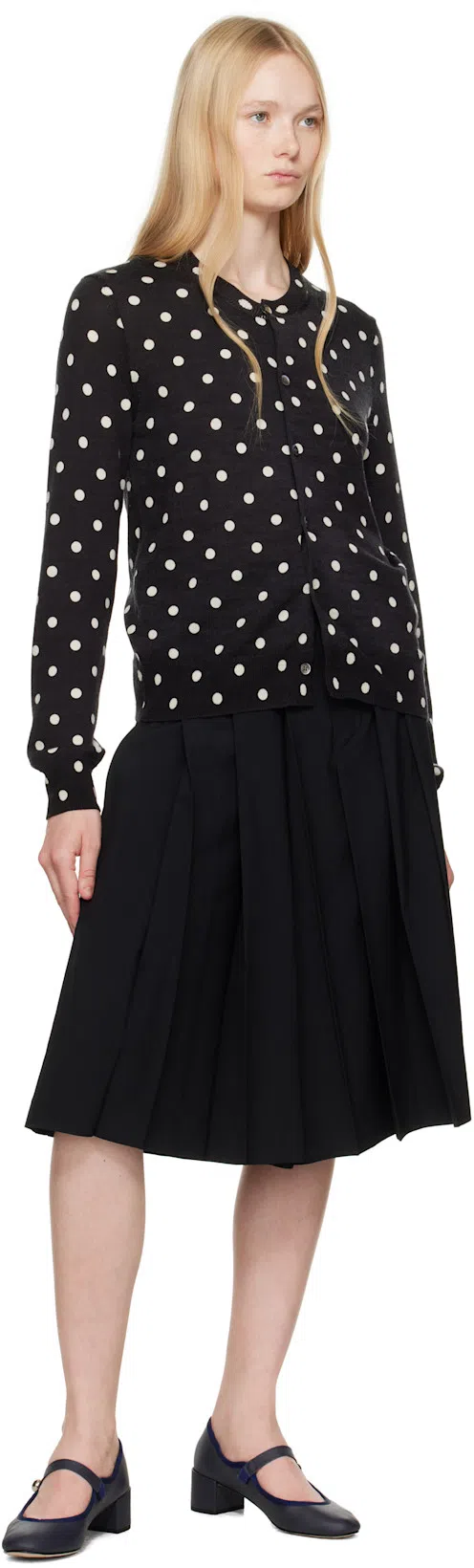 COMME DES GARÇONS Black Polka Dots Pattern Print Cardigan