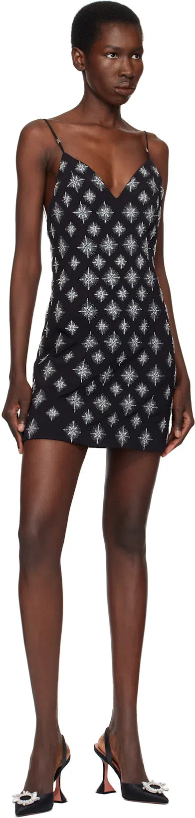 AMINA MUADDI Womens Black Rosie Crystal-embellished Leather Sling-back Courts