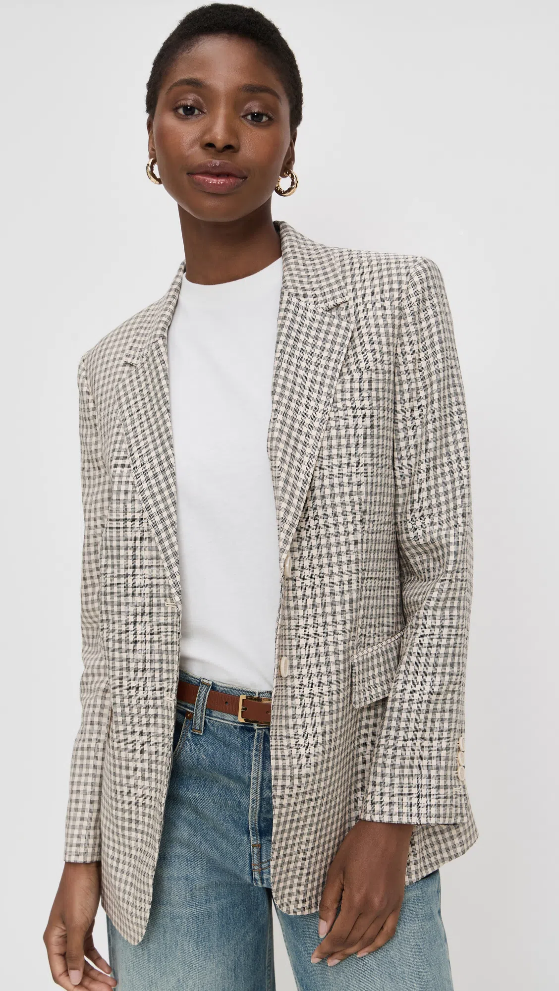 THEORY Oversized Straight Linen-blend Blazer In White