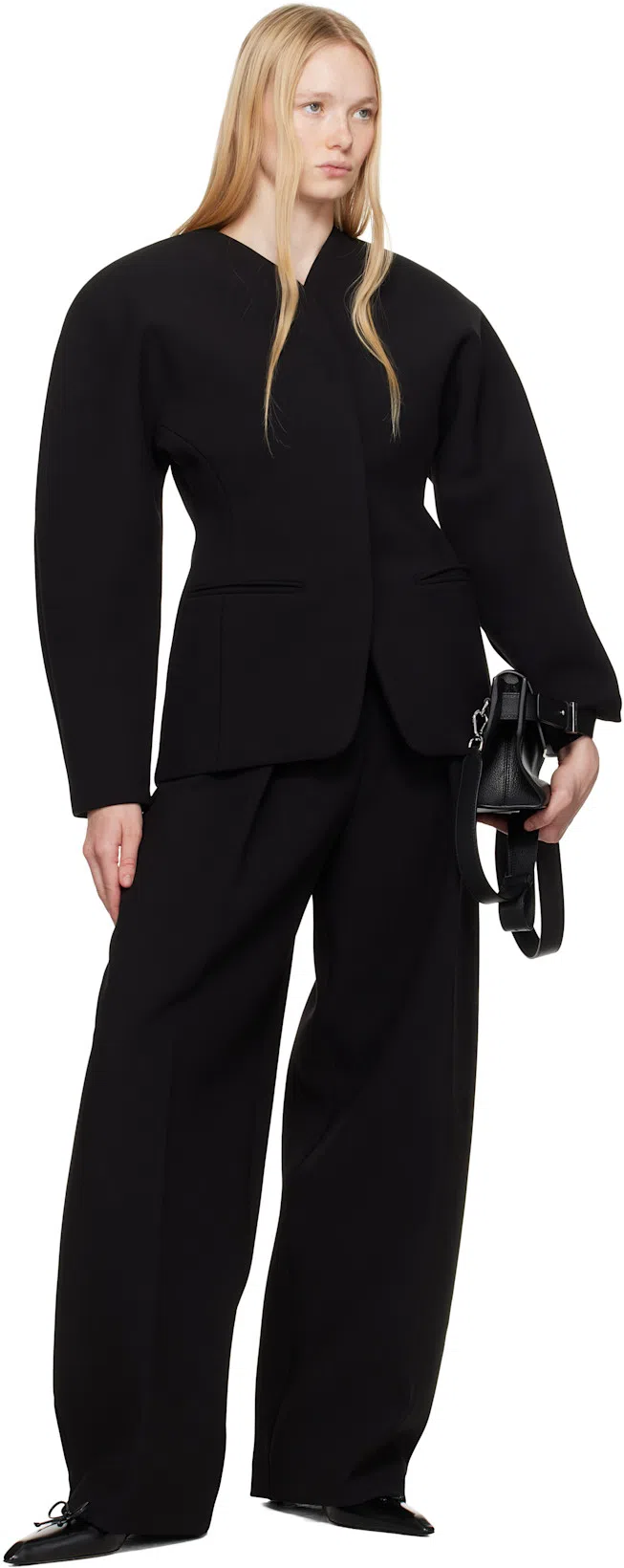 JACQUEMUS Le Pantalon Ovalo Pleated Wide-leg Trousers In Black