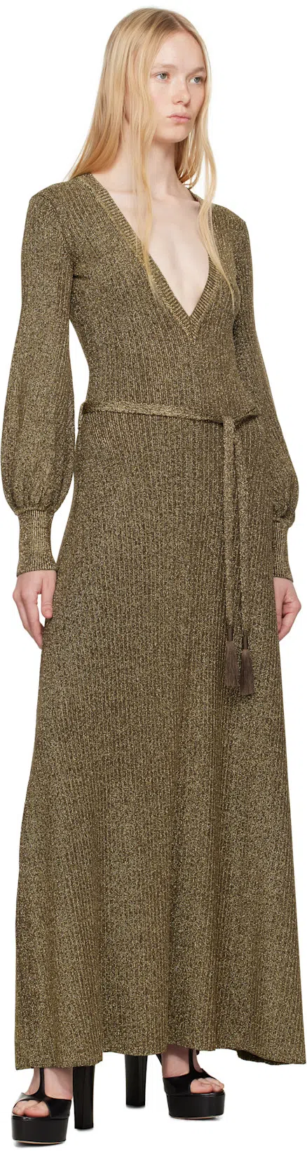 TOM FORD Embellished Metallic Jersey Maxi Dress In Gold