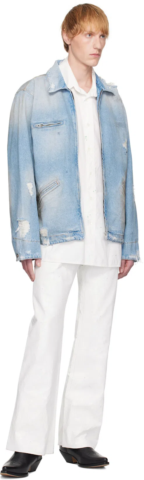 MM6 MAISON MARGIELA Denim Distressed Jacket In Blue