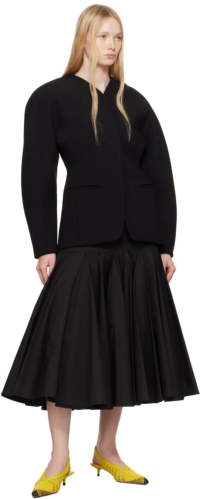 JACQUEMUS Woven Slingback Shoes With Pointed Toe In Yellow