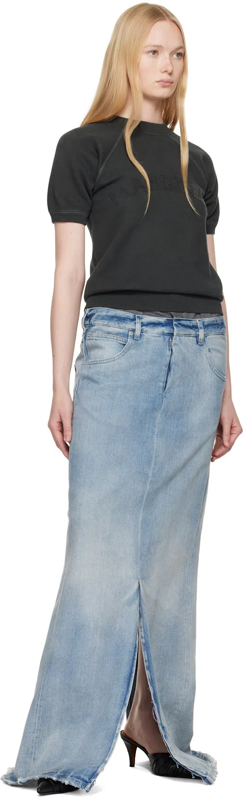 MAISON MARGIELA Anonimity Of The Lining Long Denim Skirt In Blue