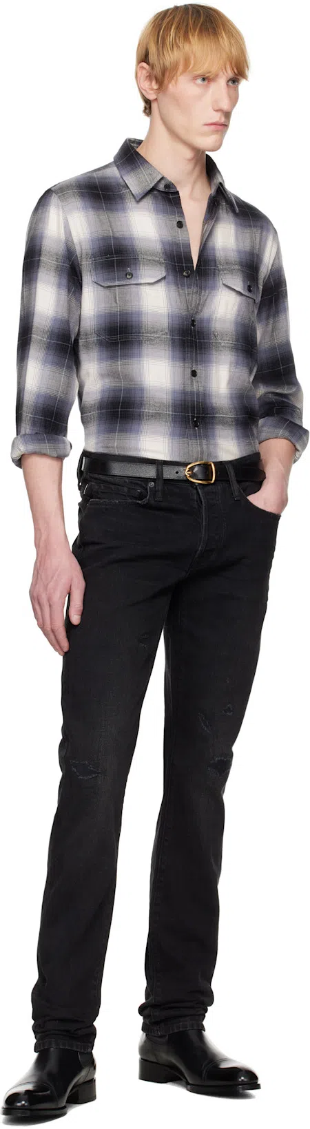 TOM FORD Edgar Polished Leather Chelsea Boots In Black