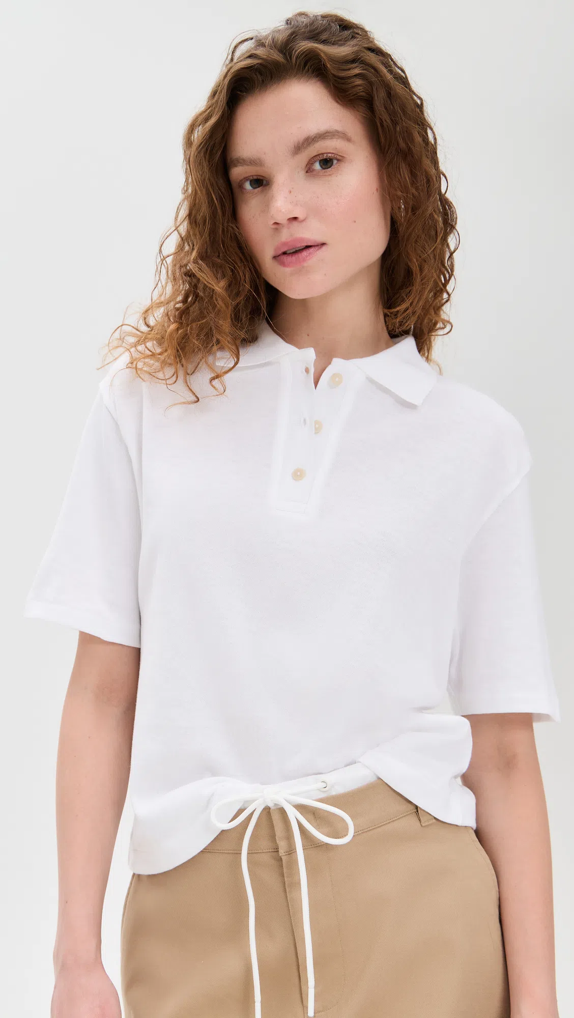 VINCE Womens Optic White Easy Short-sleeve Cotton Polo Shirt