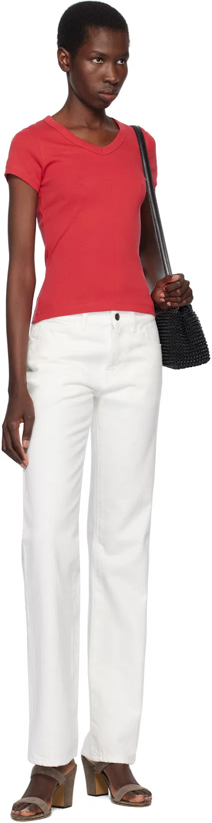 THE ROW Sharka Rigid Low-rise Cotton-cashmere Barrel Jeans In Metallic