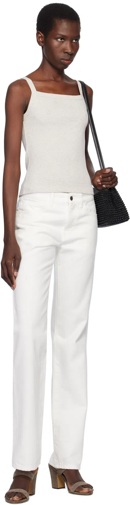 THE ROW Sharka Rigid Low-rise Cotton-cashmere Barrel Jeans In Metallic