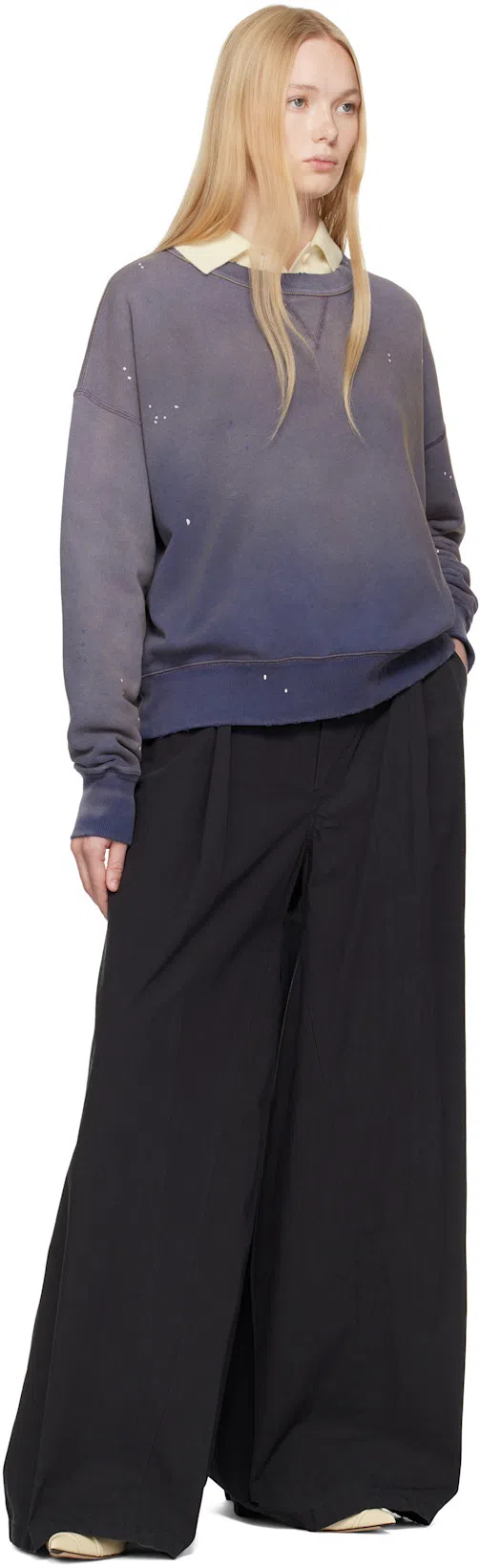 MAISON MARGIELA Four-stitch Logo Palazzo Trousers In Black