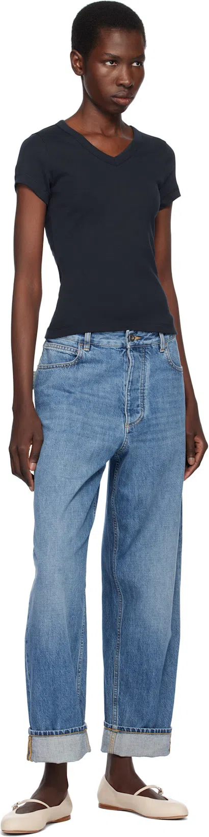 BOTTEGA VENETA Blue Vintage Medium Indigo Turned Up Denim Jeans In 4715 Mid Blue