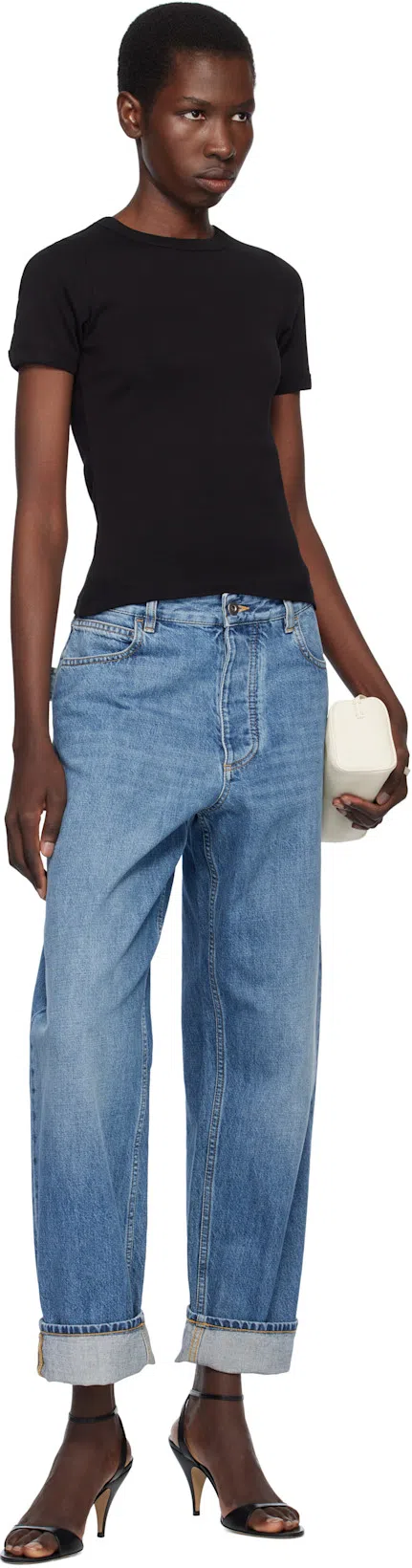 BOTTEGA VENETA Blue Vintage Medium Indigo Turned Up Denim Jeans In 4715 Mid Blue