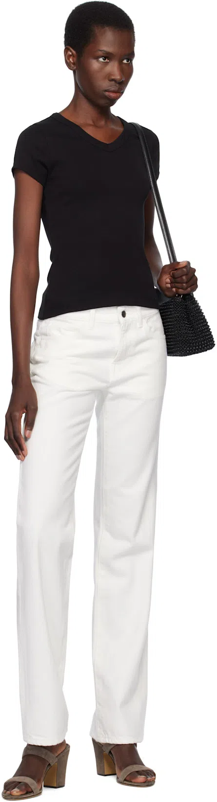 THE ROW Sharka Rigid Low-rise Cotton-cashmere Barrel Jeans In Metallic