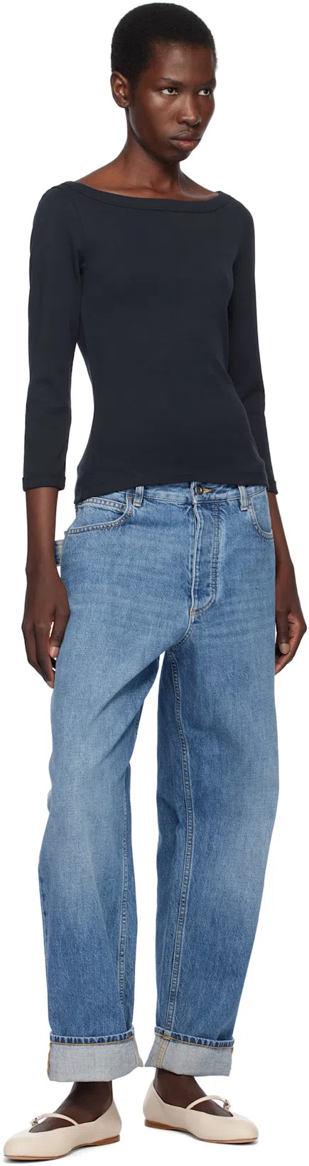 BOTTEGA VENETA Blue Vintage Medium Indigo Turned Up Denim Jeans In 4715 Mid Blue