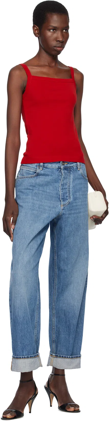 BOTTEGA VENETA Blue Vintage Medium Indigo Turned Up Denim Jeans In 4715 Mid Blue