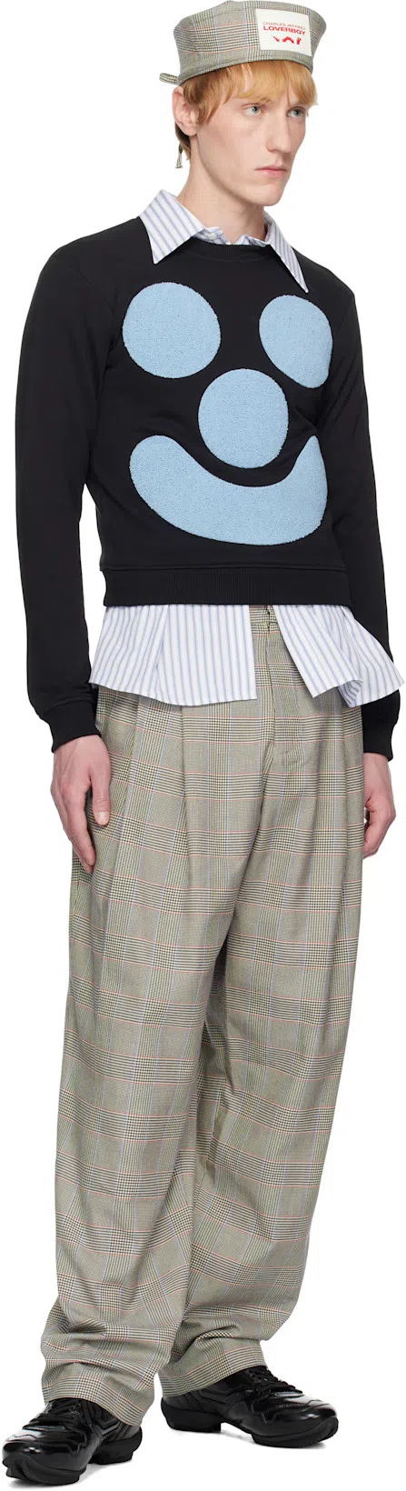 CHARLES JEFFREY LOVERBOY Aberdeen Checked Pleated Trousers In Neutrals