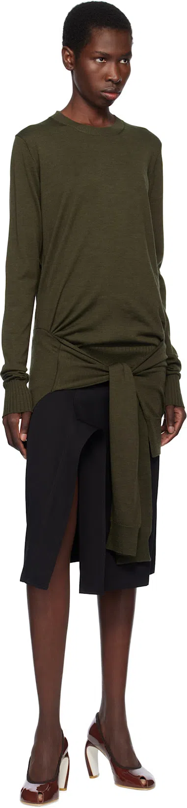 STELLA MCCARTNEY Tie-front Crewneck Jumper In Brown