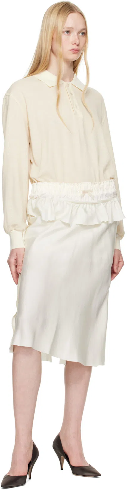 MAISON MARGIELA Cotton And Linen Blend Midi Dress In Neutral