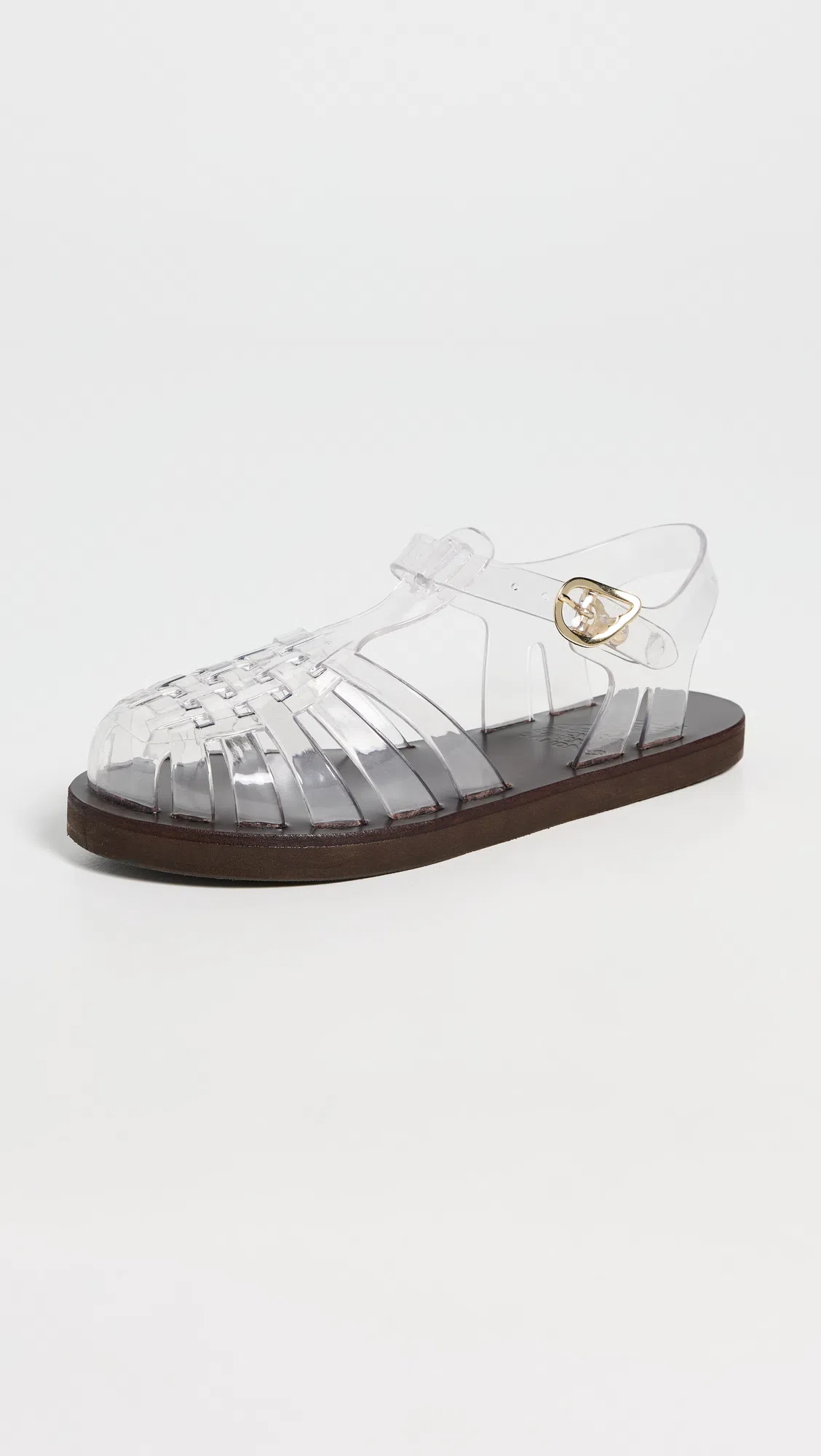 ANCIENT GREEK SANDALS Womens Homeria Fisherman Flat Leather And Jelly In Crystal