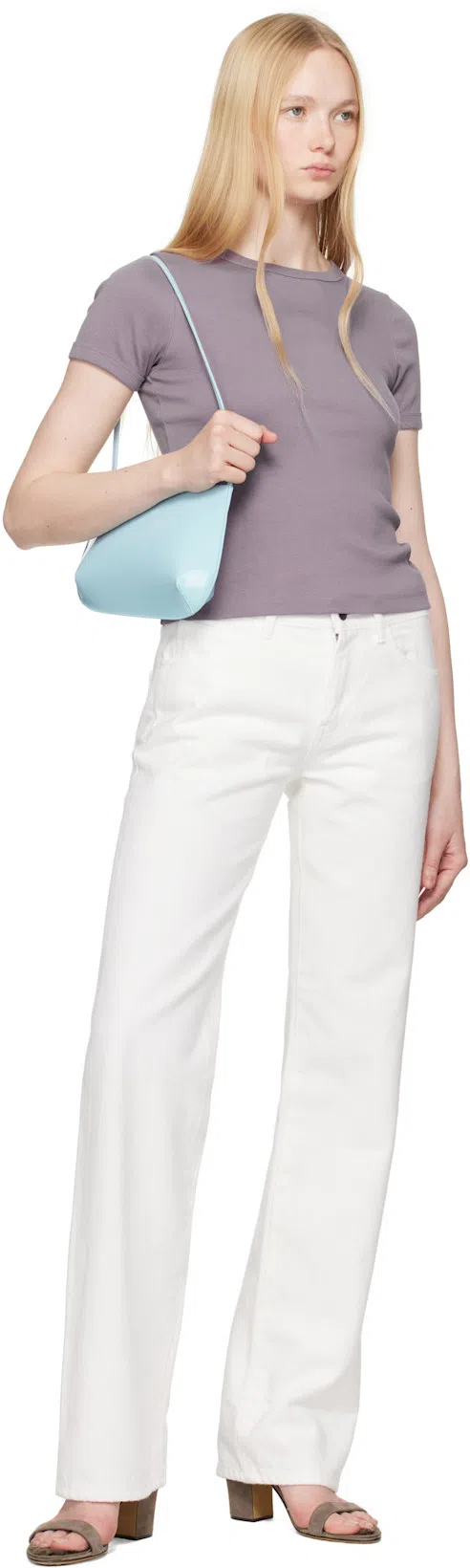 THE ROW Sharka Rigid Low-rise Cotton-cashmere Barrel Jeans In Metallic